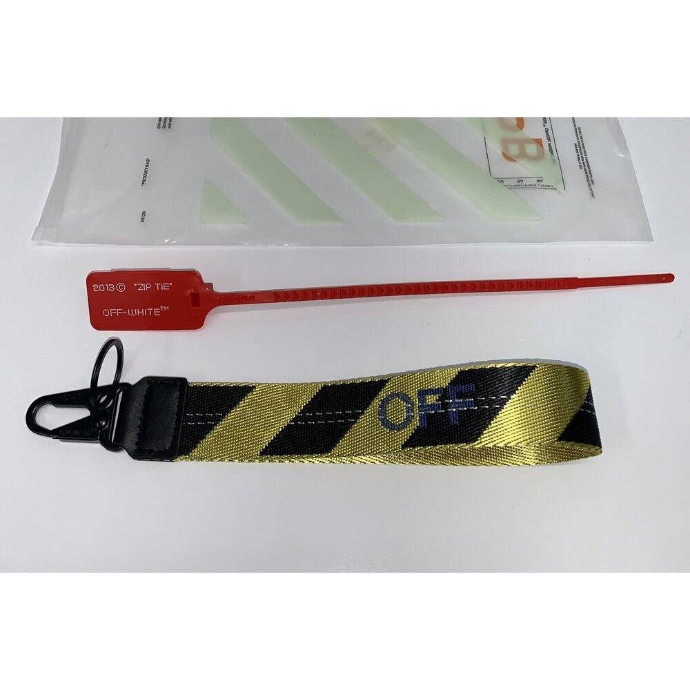 Off-White Keychain Lanyard Taxi Black & Yellow W/Red Zip Tie Ships Same Day